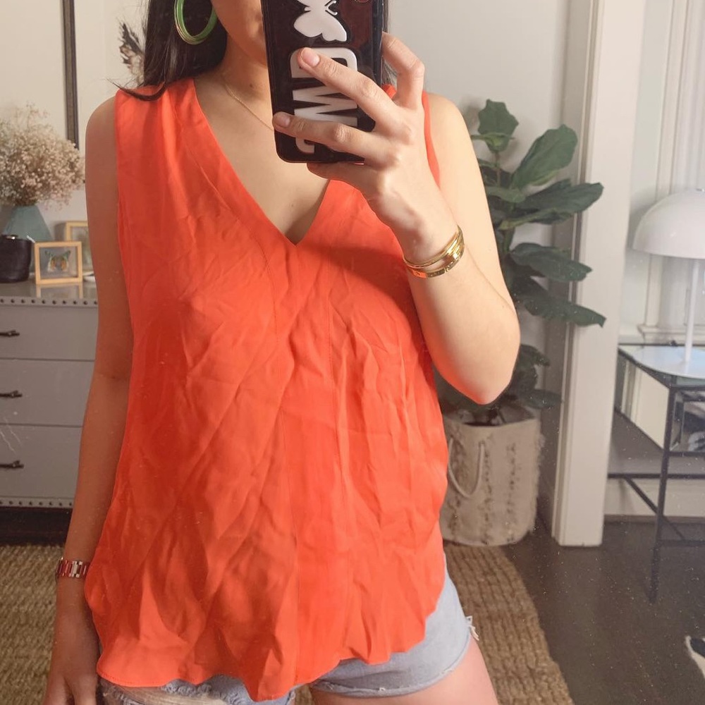 a.l.c. bright orange top with surplice back